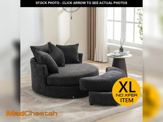 Lot 74-12939343 - Harper &amp; Bright Designs Gray Chenille 360ÃâÃÂ° Swivel Accent Barrel Arm Chair with Storage O...