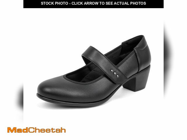 Lot 74-14303640 - VJH confort Women's Mary Jane Pumps Low Block Chunky Heel Round Toe Dress Work Comfortable Shoes(Bla...