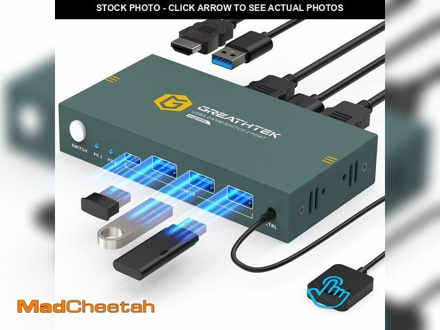 Lot 74-14273648 - USB3.0 KVM Switch 2 Port HDMI, 4K@60Hz KVM Switch 1 Monitors 2 Computers with 3 USB3.0 Ports, HDMI K...
