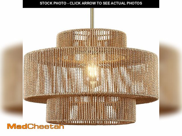 Lot 74-12866823 - PENACINY 17.7Ã¢â¬Â Boho Rattan Chandeliers Light Fixture, 1-Light Hand Woven Farmhouse Rustic Chan...