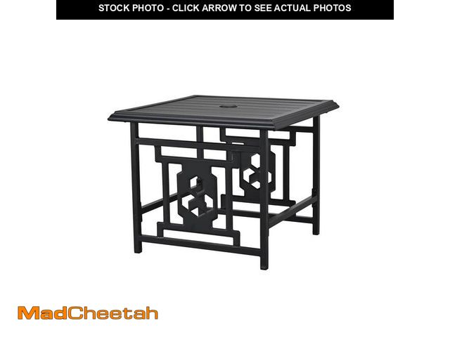 Lot 74-14284971 - Patio Festival Square Metal Outdoor Side Accent Table with Umbrella Hole - UNUSED
