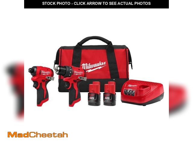 Lot 74-12790182 - (MISSING BATTERIES) Milwaukee M12 12-Volt Lithium-Ion Brushless Cordless Subcompact Drill and Impact...