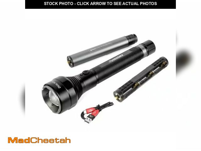 Lot 74-12551999 - Husky 10000 Lumens Dual Power Focusing Aluminum Rechargeable Flashlight - UNUSED