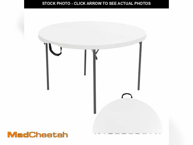 Lot 74-12549392 - Lifetime 48 inch Round Fold-in-Half Table, Indoor/Outdoor Essential, White Granite (280064) - UNUSED