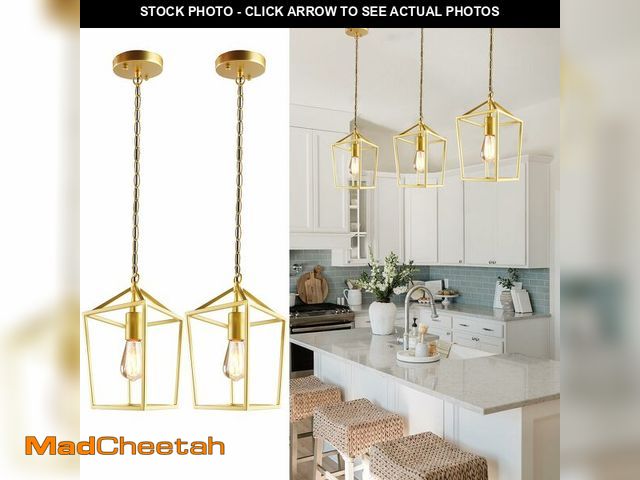 Lot 74-14152769 - Sheetea 2-Pack Gold Pendant Lights Kitchen Island, Modern Mid Century Light Fixtures Hanging Lamp fo...