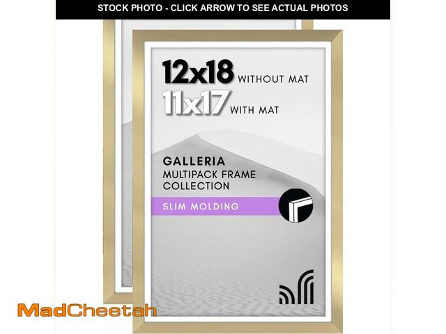 Lot 74-12759824 - Americanflat 12x18 Poster Frame with Polished Plexiglass - Set of 2 - Use as 11x17 Frame with Mat or...