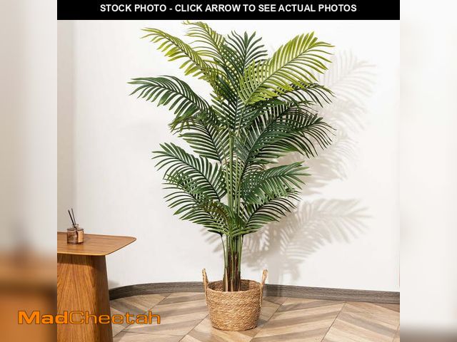 Lot 74-14585924 - HiPlants 5ft Artificial Palm Plants, 5ft Fake Palm Tree, Pre Potted Faux Greenry Tree for Home Decor...
