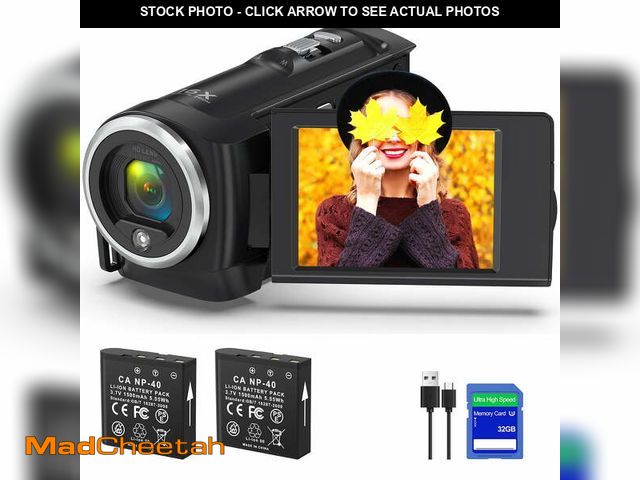 Lot 74-14434882 - SEREE Video Camera for Youtube Camcorder QHD 2.7K 50MP Vlogging Digital Camera with 32GB Card and 1 ...