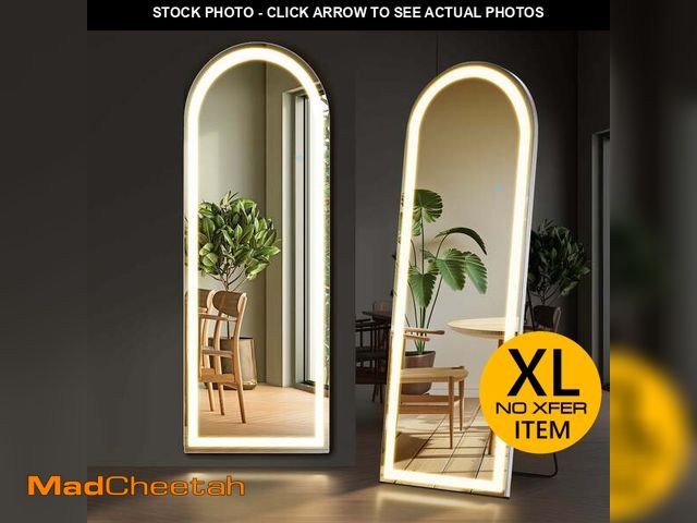 Lot 74-12892124 - EDX LED 3 Color Lighting Full Body Mirror 63"x 20" Arched Floor Mirror with Lights Wall Mounted Free...