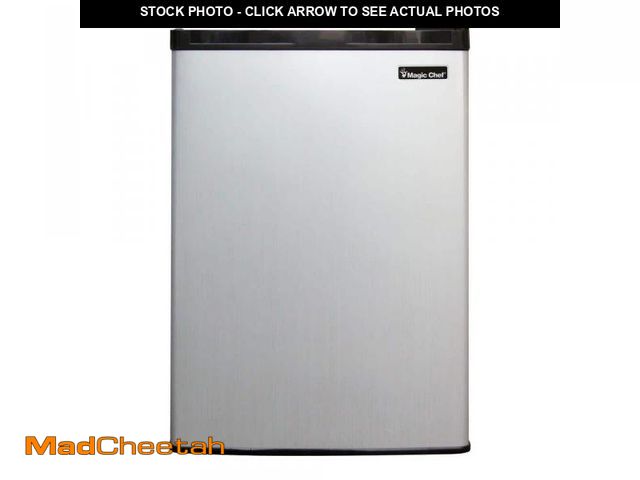 Lot 74-12517876 - (DENTED) Magic Chef 2.6 cu. ft. Mini Fridge in Stainless Look, ENERGY STAR - USED