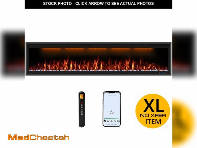 Lot 74-12824051 - Benrocks 74'' Slim Electric Fireplace Inserts - WiFi-Enabled, Alexa &amp; App Control, Recessed &amp...