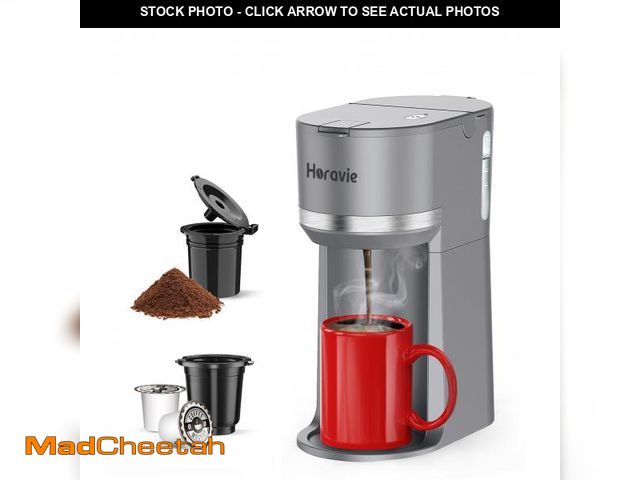Lot 74-12307915 - Horavie Mini Single Serve Coffee Maker for K Cup and Ground Coffee, Fast Brew One Cup Coffee Machine...