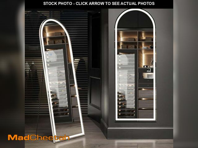 Lot 74-13776034 - JIOABL 71"x 26" Arched Full Length Mirror with LED Lights, Lighted Floor Mirror with Stand, 3 Color ...