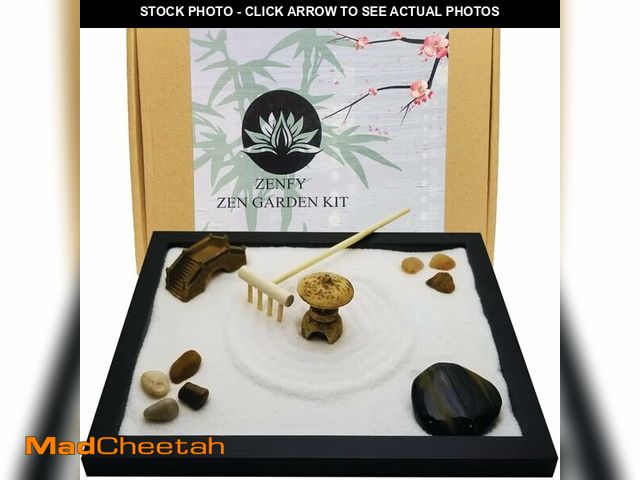 Lot 74-12334149 - Zen Sand Garden for Desk with Rake, Rocks and Figures (Medium) - UNUSED