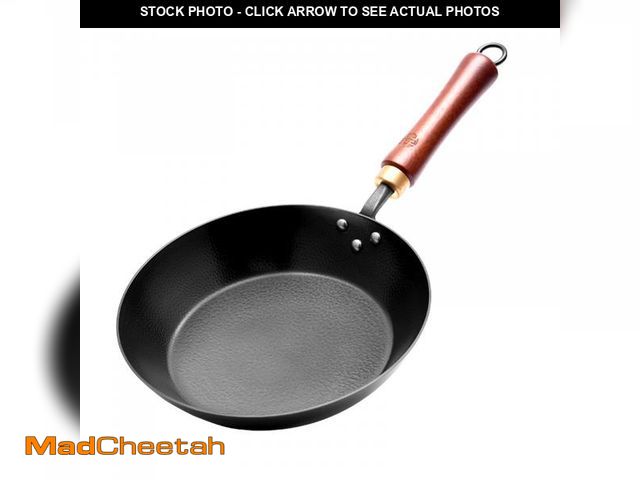 Lot 74-12053167 - WANGYUANJI Coating-Free Carbon Steel Pan, Flat Bottom Skillet with Removable Heat-Resistant Wooden, ...