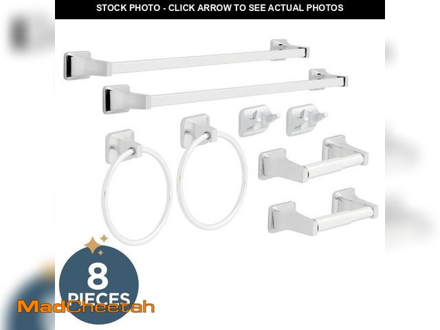 Lot 74-13768759 - Franklin Brass Futura 8-Piece Bath Hardware Set with (2) 24 in. Towel Bars, (2) Towel Rings (2) TPHs...