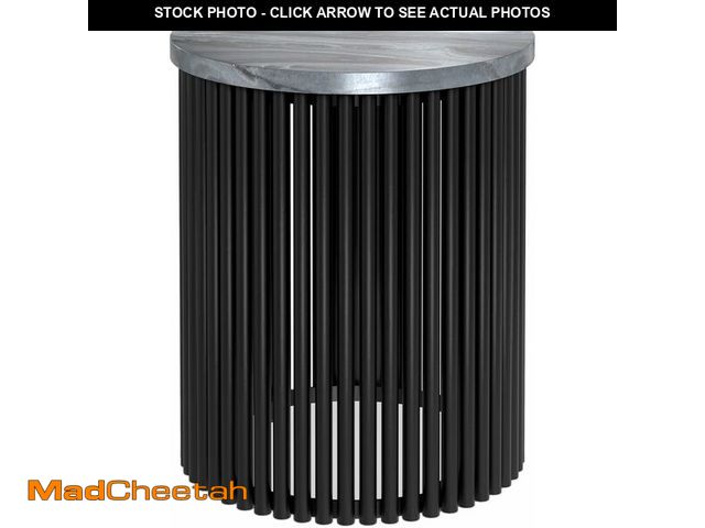 Lot 74-12899154 - SIMPLIHOME Demy Metal Accent Table - 18 inch Wide Solid Metal Round Side Table with Genuine Marble T...