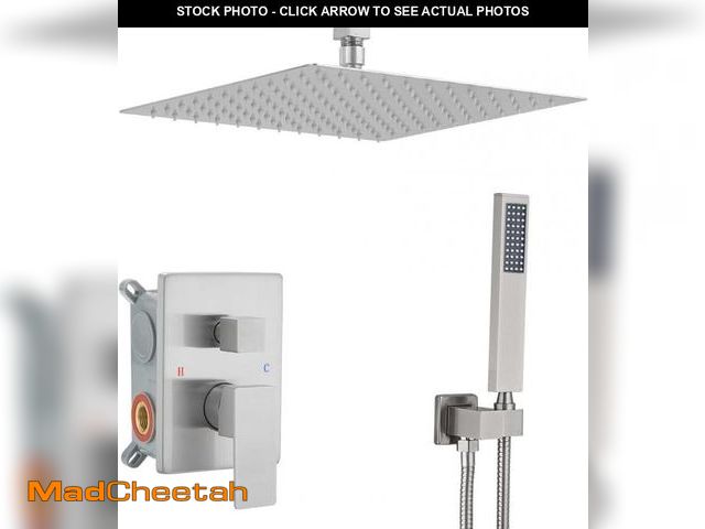 Lot 74-11907512 - JingGang 12 Inch Ceiling Mount Brushed Nickel Shower System Bathroom Luxury Rain Mixer Shower Combo ...