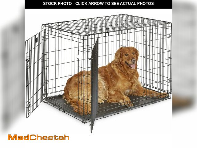 Lot 74-13075043 - MidWest Homes for Pets 42-Inch Two-Door iCrate Folding Dog Crate with Divider Panel, Leak-Proof Tray...