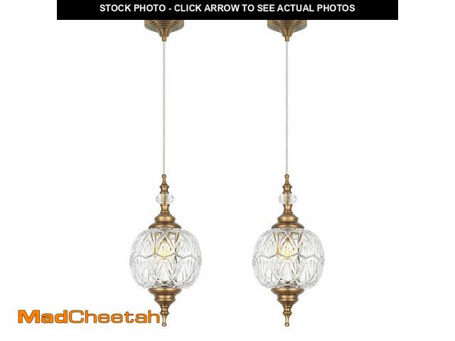 Lot 74-14214903 - Vintage Pendant Lights Kitchen Island Set of 2, Brass Bathroom Pendant Light with Small Detachable G...