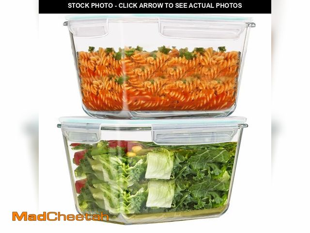 Lot 74-12701278 - GRZJOPP 88Oz 2 Pcs Large Glass Food Storage Containers Family Size Set Baking Containers with Lockin...