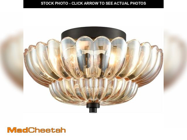 Lot 74-14600541 - HYDELITE Modern Black Flush Mount Ceiling Light 3-Light Amber Glass - UNUSED