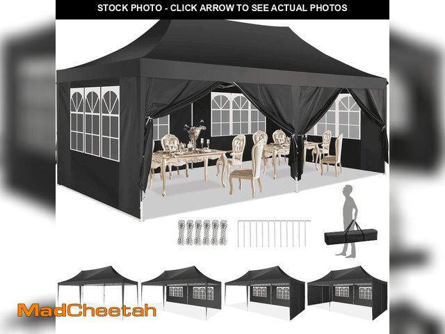 Lot 74-12568075 - (MISSING HARDWARE) COBIZI 10x20 Pop up Canopy Gazebo, Outdoor Canopy Tent with 6 Removable Sidewalls...