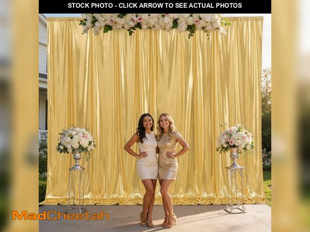 Lot 74-13543515 - Gold Shimmer Backdrop Curtains 10x10FT,Non Shedding Sequin Metallic Glitter Drapes,Shiny Smooth Spar...
