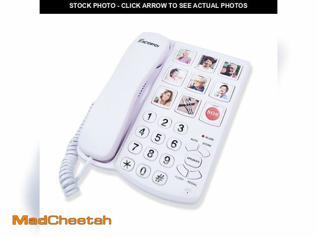 Lot 74-12711666 - Excelltel Big Button Phone for Seniors, Corded Landline Telephone with Handsfree Function and 9 Grou...