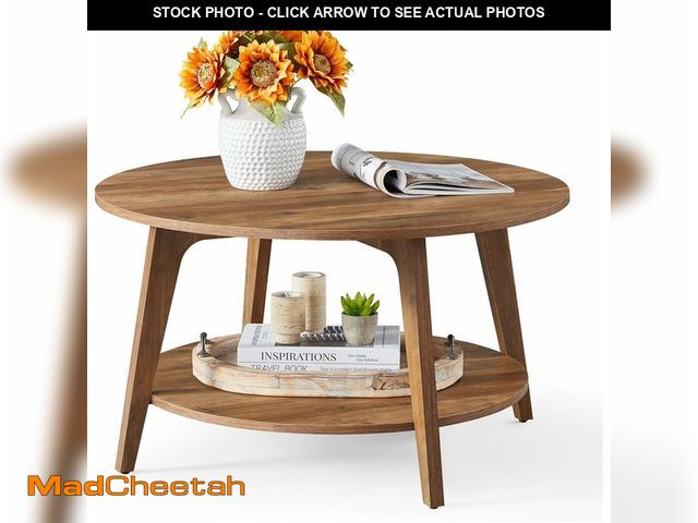 Lot 74-12664752 - VASAGLE MAEZO Collection - Round Coffee Table, 2-Tier Center Table with Storage, Tapered Legs, Curve...