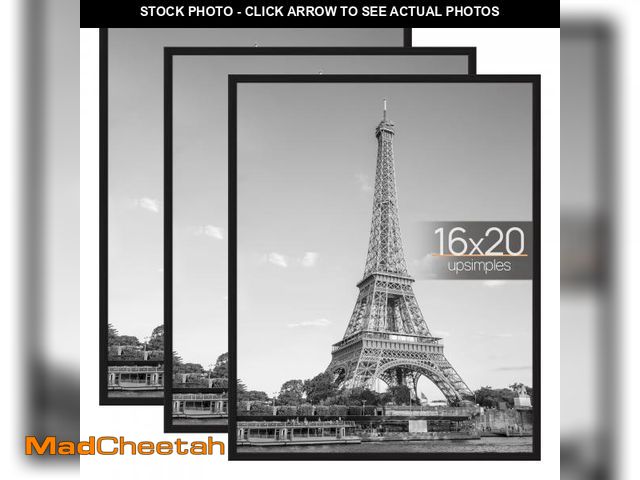 Lot 74-12419071 - upsimples 16x20 Picture Frame Black 3 Pack, Scratch-Proof Poster Frames 16 x 20 for Photo Gallery - ...