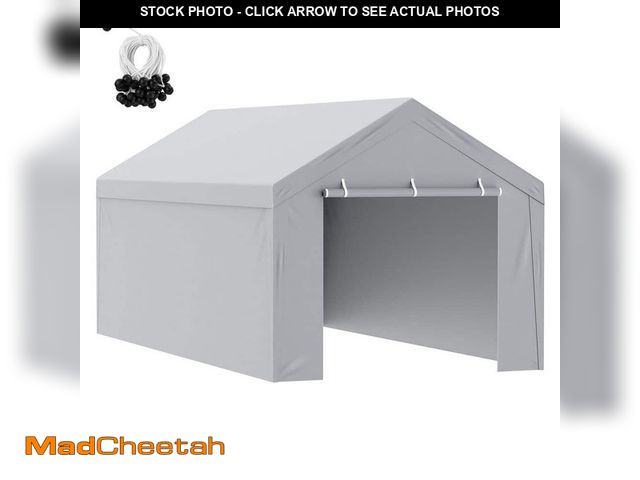 Lot 74-12746768 - SVOPES 10 x 20 ft. Carport Replacement Canopy Cover (Top + Side Wall), White, Heavy-Duty, Waterproof...