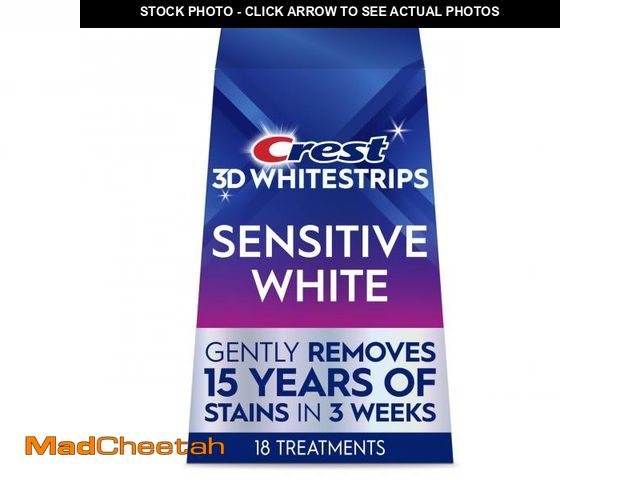 Lot 74-11548503 - 3D Whitestrips Sensitive At-Home Teeth Whitening Kit, 18 Treatments, Gently Removes 15 Years of Stai...