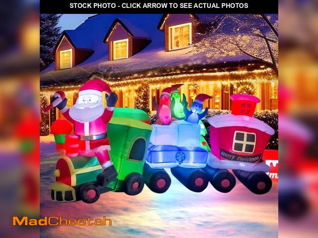 Lot 74-12221647 - TRMESIA Christmas Inflatable Santa Train Decoration for Outdoor, 8ft Long Santa Claus Penguin Train ...