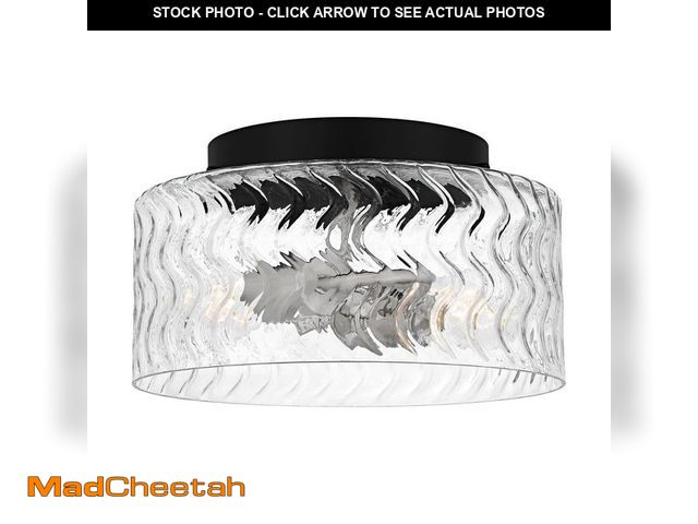 Lot 74-12691009 - DSI LIGHTING Elara 12 in. 2-Light Matte Black and Brushed Nickel Modern Flush Mount with Clear Textu...