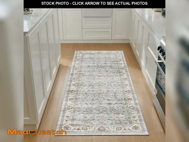 Lot 74-13997845 - WITSHOCK 3x8 Runner Rugs for Hallway Bathroom: Machine Washable Non Slip Vintage Carpet - Low Pile L...