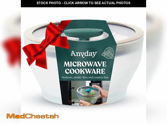 Lot 74-12709191 - Anyday 8-Cup Microwave Cookware &amp; Glass Container with Glass Lid, Plastic-Free Deep Food Storage...