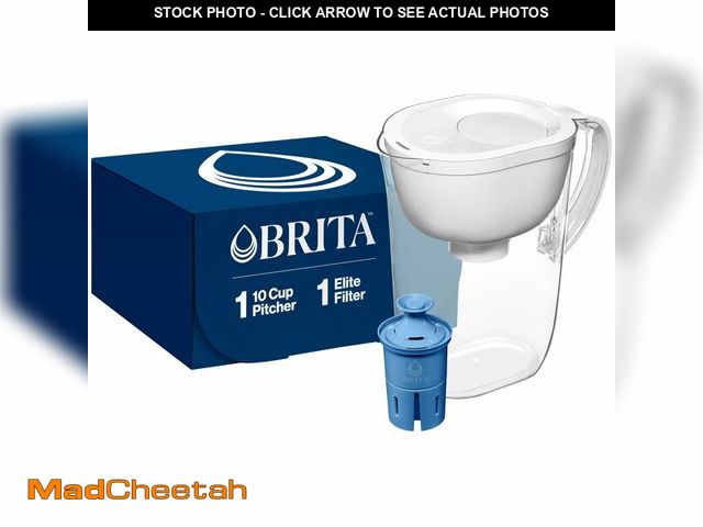 Lot 74-12699060 - Brita Water Pitcher, Everyday Elite Filter, Removes 99% of Lead, Includes 1 Filter, 10-Cup Capacity,...