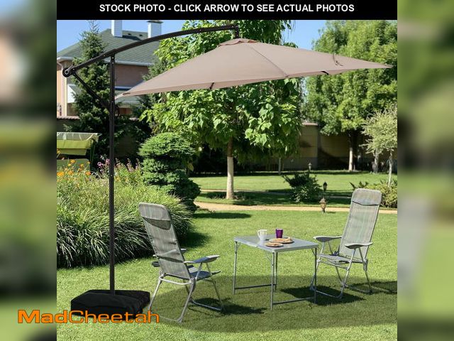 Lot 74-13777724 - Autlaycil 10 ft Cantilever Offset Outdoor Patio Umbrella with Base Stand Rotate and Tilt - Beige - U...