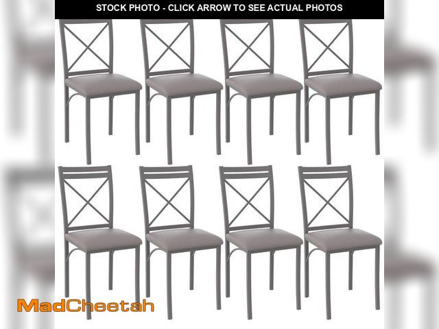 Lot 74-13867202 - VECELO Dining Chairs (Set of 8) w/ Steel Legs, Ergonomic Back and PU Leather Cushioned Seats for Kit...
