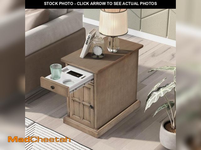Lot 74-12465002 - *SEE DETAILS* Harper &amp; Bright Designs 14 in. Antique Brown Rectangle Solid Wood End Table Side T...