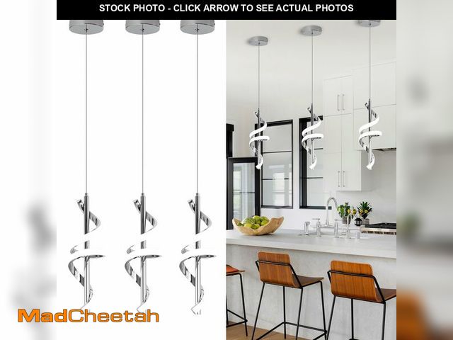 Lot 74-12608875 - Vloitgol Spiral Led Pendant Light Fixtures, 5500K Cold White Modern Led Pendant Lamp Kitchen Island,...