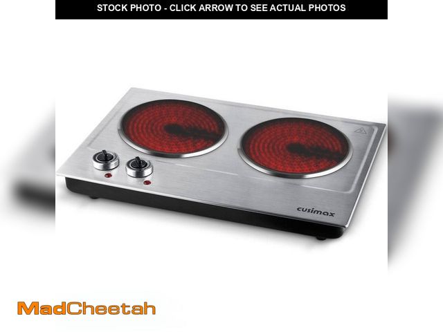 Lot 74-14374913 - JEREMY CASS Double Infrared Burner 7.1 in. Black Countertop Hot Plate with Temperature Control, Auto...