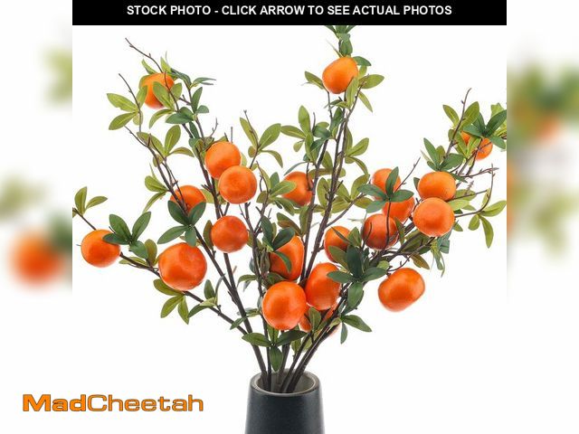 Lot 74-13564449 - Woration 3PCS Artificial Orange Tree Branches Fake Fruit Tangerine Plants Twig Picks for Home DÃÂ©c...