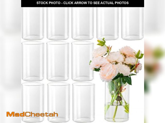 Lot 74-12325700 - DYMFADFB 12pcs Glass Cylinder Vases for Centerpieces - 6 Inch Tall Flower Vase for Wedding Decoratio...