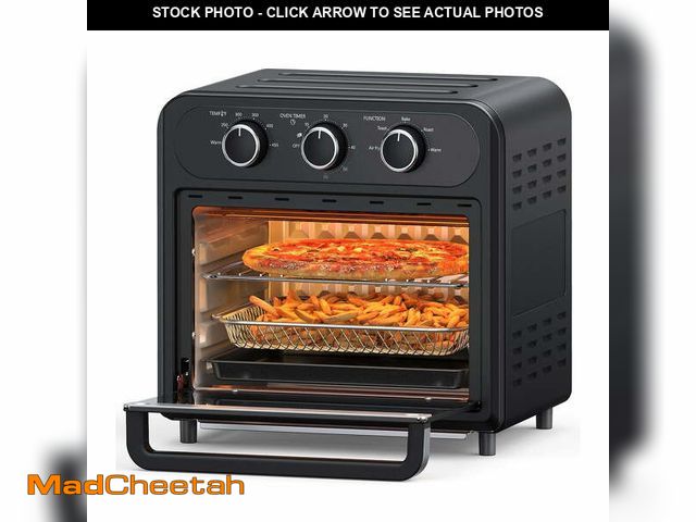 Lot 74-14325094 - Air Fryer, 1700W 14.8 Quart, 5 in 1 Toaster Oven Countertop, Oil-Less Cooking, Stainless Steel, Blac...