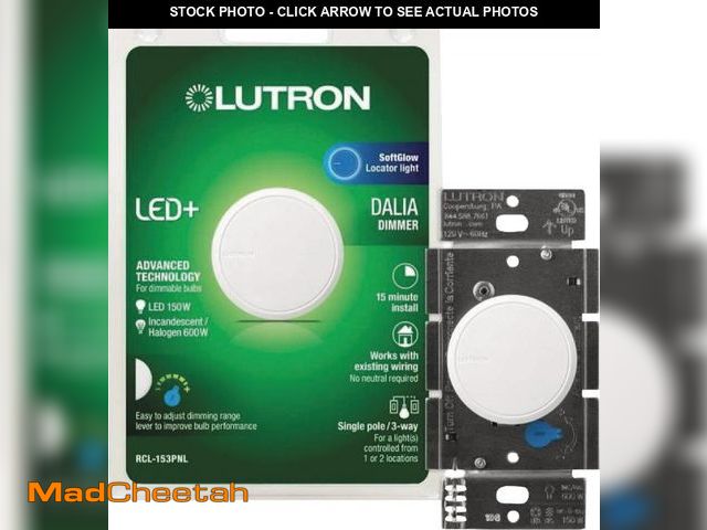 Lot 74-12496203 - Lutron Dalia Led+ Illuminated Rotary Dimmer Switch, Single-pole/3-way, White - UNUSED