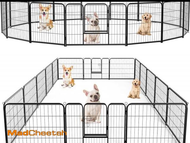 Lot 74-12288715 - SMUG Heavy-Duty Iron Dog Playpen - 16 Panels 24" Durable, Rust-Resistant Pet Fence for Indoor &amp; ...