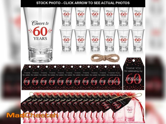 Lot 74-14300894 - Pickmesh 50 Sets Black Red Birthday Party Favors for Guests Souvenir Multicolor 60 Years Old Gift Bu...