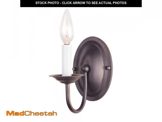 Lot 74-12117498 - Livex Lighting 4151-07 Home Basics 1 Light Bronze Wall Sconce - USED